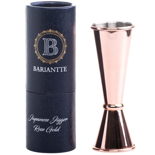 Bariantte Rose Gold Cocktail Jigger For Bartending | Jigger With Measurements Inside, Double Jigger 2 Oz 1 Oz | Japanese Jigger Cocktail Measuring Cup | Bar Jigger Shot Measure Jigger Liquor Measurer #TOP9