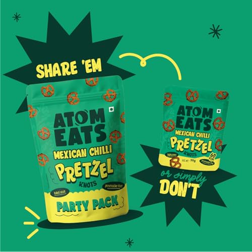 Image of Atom Eats | Mexican Chilli Pretzels 30g | Spicy Mini Pretzel Knots with Garlic, Onion & Red Chilli | 100% Baked | Gourmet Snack for Parties, Beer Nights, Travel & More | Crunchy, Bold & Preservative-Free