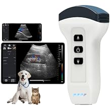 Convex Probe Veterinary Color Doppler Ultrasound Machine, Wireless Handheld Scanner for Pregnancy & Organ Exam in Dog Pig Sheep, iOS Android Compatible C1