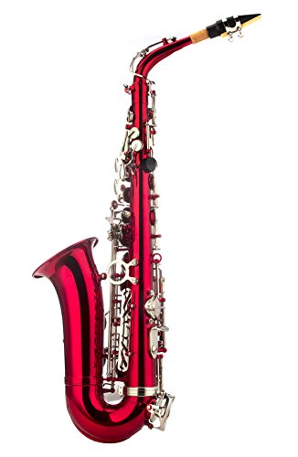 Glory Red/Silver keys E Flat Alto Saxophone with 11reeds,8 Pads cushions,case,carekit