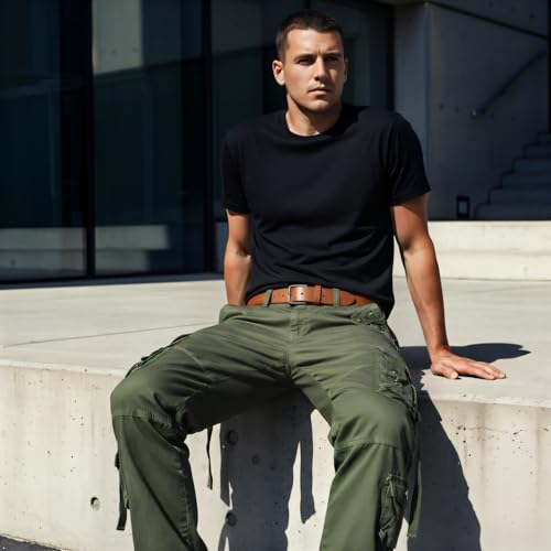 Pantalon cargo décontracté en coton pour homme coupe ample Aeslech