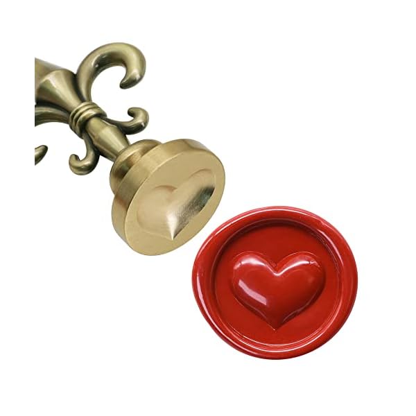 SWANGSA Sello de cera de corazón 3D, sello de sello de sello de bronce galvanizado vintage con mango de flor para… - Imagen 3