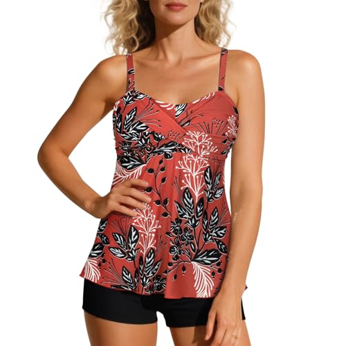 Image of Century Star 2026 Modest Tankini Swimsuits for Women | Tummy Control Two Piece Bathing Suit | Tops with High Waisted Shorts