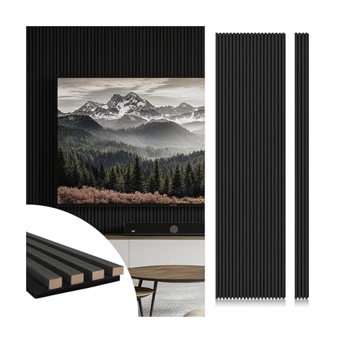CONCORD WALLCOVERINGS TM Acoustic Wall Panels  Wooden Sound-Absorbing 3D Veneers for Noise Reduction & Soundproofing, Home Theater - 94.5" x 5" (Pack of 6, Covers 18.7 Sq Ft) - Charcoal COA1520