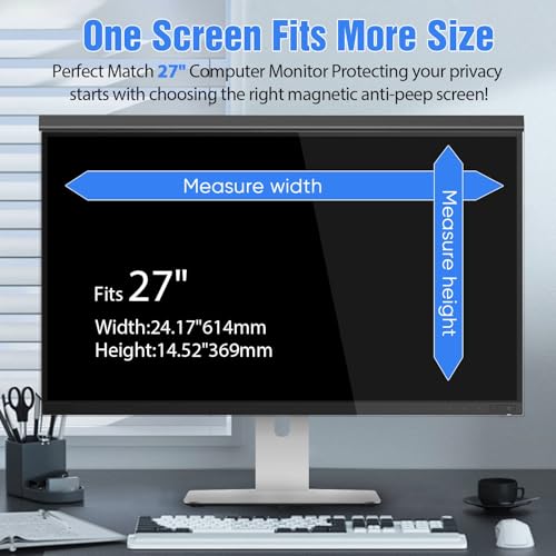 VERPONITY Magnetic Computer Privacy Screen 27 Inch, Aesthetic Hanging Privacy Screen for Computer Monitor with Anti-Blue Light Coating, Removable PVC Magnetic Attachment Computer Monitor Privacy by Verponity - Image 5