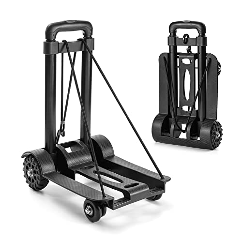 Crazyant Lightweight Luggage Cart, 165 Lb Heavy Duty Flat Folding Hand Truck With 4 Wheels, Portable Small Dolly For Luggage, Travel, Moving, Office Use, Black #TOP18