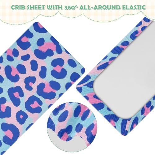 Housse de matelas imperméable lit bébé 132x71 cm bleu léopard