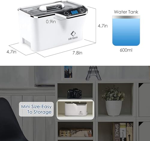 LifeBasis Ultraschallreinigungsgerät 600ml – Digitaler Brillenreiniger mit 5 Modi & LED-Timer,...