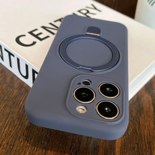 Coque iPhone 13 Pro bleu foncé en silicone liquide avec support et charge aimantée