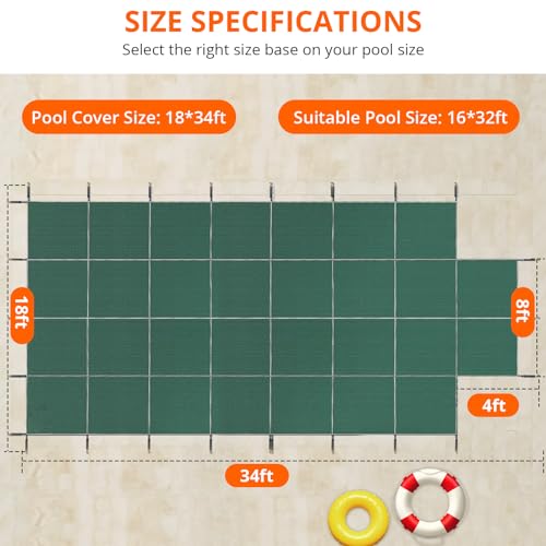 Cobertor de seguridad para piscina Garvee 18x34 pies con escalón miniatura 6