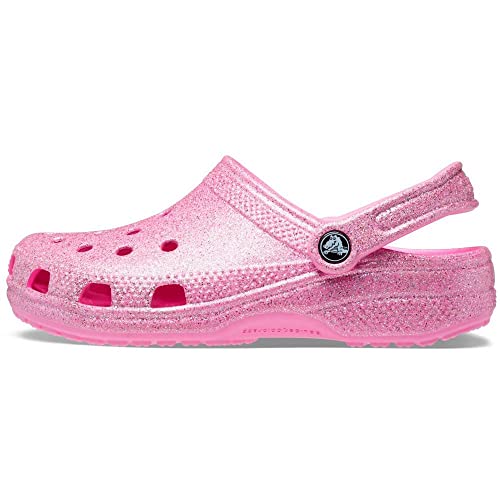 Crocs Classic Clog – Glitter Unisex Clogs for Women and Men - Croslite™ Upper – Adjustable Heel Strap - Glitter Taffy Pink/Glitter Men's 6, Women's 8 Medium