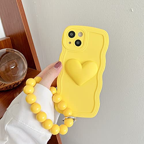 Coque Samsung S23 S22 S21 S20 Ultra Plus avec anneau coeur jaune tendance