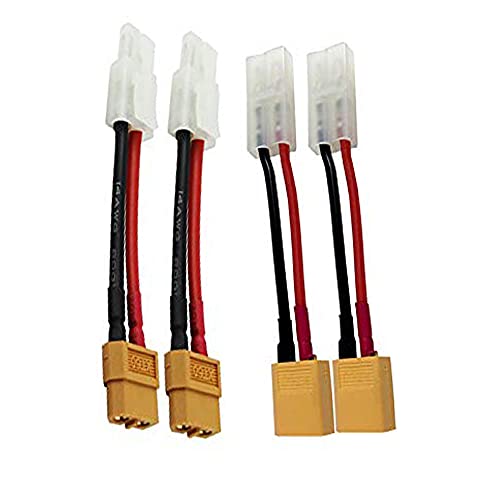 Yiqigou 2 pares XT60 macho fêmea conector para Big-Tamiya macho fêmea conector adaptador com cabo de silicone de 10 cm 14 AWG