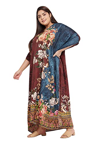 Image of Oussum Women Plus Size Kaftan Kimono Loose Maxi summer dresses for women Beach 3 /4 Sleeve Casual lounge dress Boho