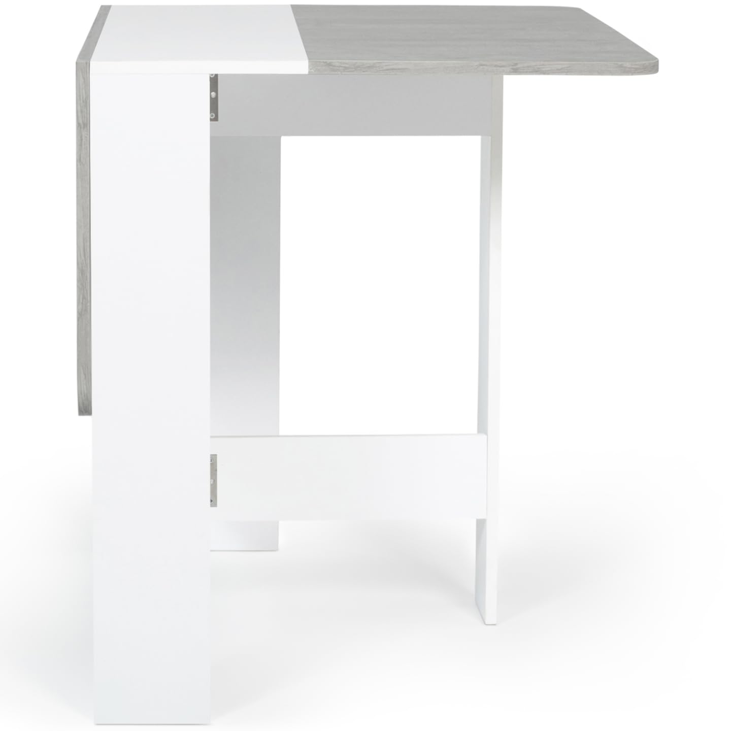 IDMarket – Mesa consola plegable EDI para 2-4 personas, color blanco, bandeja con efecto hormigón, 103 x 76 cm