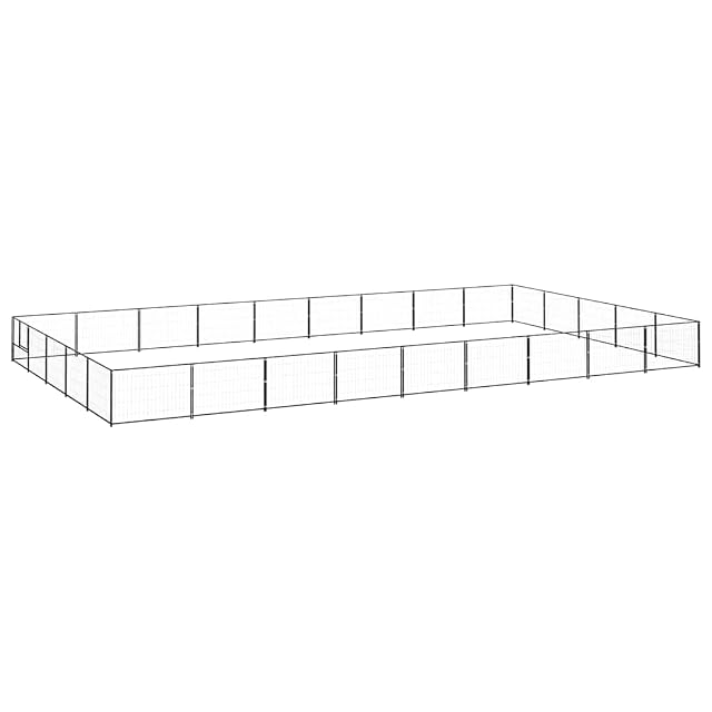 vidaXL Perrera Acero 45 m² Negra