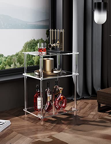 Acrylic Side Table Clear 3-Tier End Table For Living Room, Office, Hallway, Bedroom Small Bedside Table #TOP5