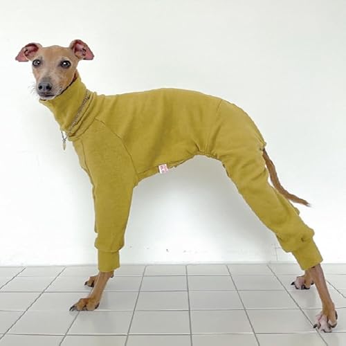 D DOGGY STAR イタグレ服 無地 ロンパース つなぎ 小型犬 中型犬 大型犬 春 初秋 秋 冬 韓国 ベドリントンテリア服 ウィペット服 (2XL, オリーブ)