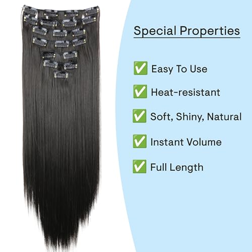 Foto von CAISHA by PRETTYSHOP XXL 50cm 8 Teile Set CLIP IN EXTENSIONS Nicole Haarverlängerung Haarteil Glatt Dunkelbraun CES102