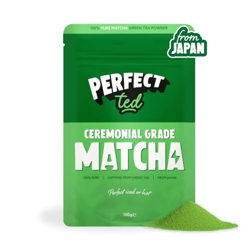 PerfectTed Matcha Powder Ceremonial Grade Japanese 100g (100 Servings) Perfect for Lattes & Smoothies | Premium Matcha Fuel | with L-Theanine | Antioxidants | Vegan | Gluten-Free (100g)