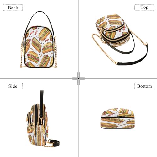 Quilted Crossbody Bags for Women,Hand-drawn Hot Dog Pattern Women's Crossbody Handbags Small Travel Purses Phone Bag4