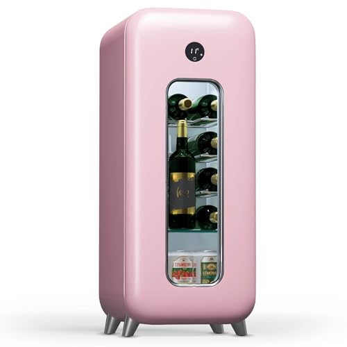 KLARSTEIN Vinoteca para Vinos, Nevera Vino Una Zona, Botellas Vino, Proseco y Cervezas, Vinoteca Pequeña Puerta Cristal para Interior y Exterior, Nevera para Vinos Capacidad 15 Botellas