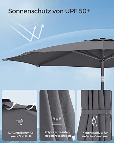 Sonnenschirm knickbar 270 cm von SONGMICS mit Kurbel und UPF 50+
