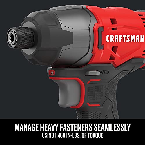 CRAFTSMAN V20 MAX Cordless Power Tool Kit, Circular Saw with 6 1/2 inch Blade, 1/4 inch Impact Driver, 1/2 inch Drill/Driver, LED Task Light, Battery and Charger Included (CMCK401D2AM) by CRAFTSMAN - Image 5