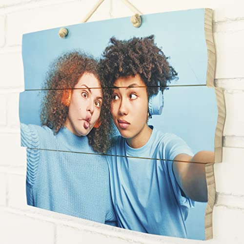 Cuadro personalizado con foto, impresión foto en madera natural con texto editable para felicitaciones. Regalos personalizados. (45x33 cm. sin texto) Cover