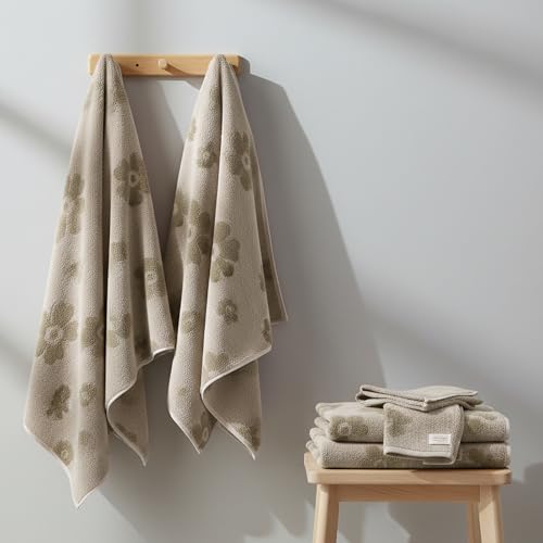 Image of Cortina Jacquard Towels for Bath 70 x 140 cm 380 GSM Microfiber Bath Towels, Ultra Soft, Highly Absorbent & Quick Dry for Gym, Beach & Bathroom Towels for Men, Women & Kids Color : Brown