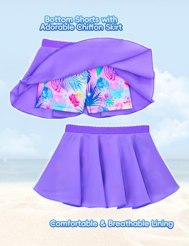 Image of Snowheart Girls Rash Guard Swimsuit Set Long Sleeve Bathing Suit Two Piece 3-12 Years