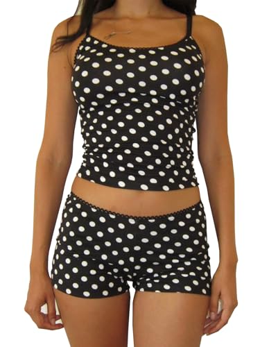 Women Y2k Polka Dot Pajamas Set Sleeveless Crop Tank Top Shorts Set Sexy 2 Piece Summer Lounge Sets