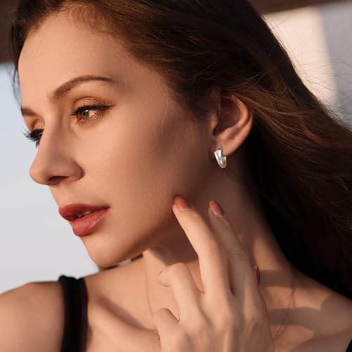 ALEXCRAFT 14K Goldplated Hoop Earrings for Women, Hypoallergen Small Tiny 925 Sterling Silver Sleeper Cartilage Twist Huggie Hoop Earrings With Ball Zirconia Shiny Simple Elegant Jewelry for Women3