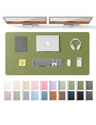 Image of YSAGi Leather Desk Protector, Office Mat, Large Mouse Mat, Non-Slip PU Leather Blotter, Laptop Desk, Waterproof Writing Pad for Office and Home (Green, 47.2 inch x 23.6 inch)