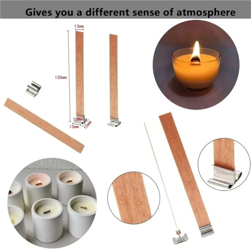100 mechas de madera con soporte metálico para velas miniatura 2