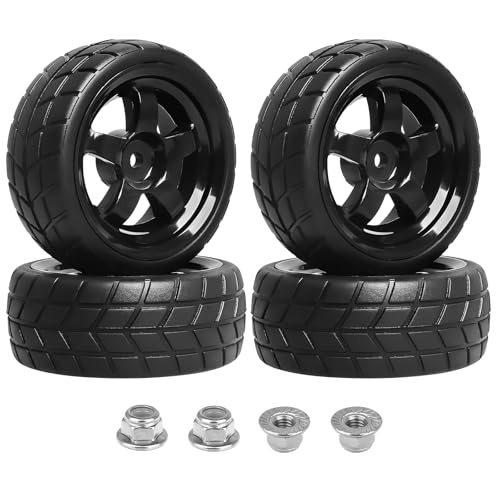 FriHobby 1/10 RC Touring Wheel Rims & Rubber Tires 12mm Hex 