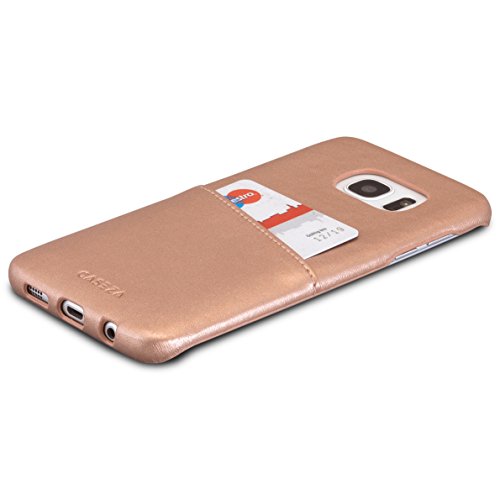 CASEZA Galaxy s7 edge Funda piel PU Hamburg Rosa Oro - Case Cover Carcasa Tapa trasera piel vegana premium con cartera para Samsung Galaxy s7 edge original - Ultrafina con bolsillo tarjetero