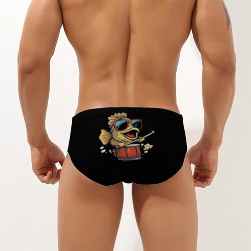 Bassfish Red Drum Men's Swimming Trunks Briefs Beach Swimwear Low Rise Bikini Swimsuit Print Bathing Suit2