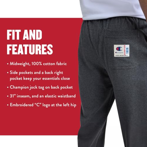 Image of Champion Men's Open-Bottom Lounge Pants, Standard Fit, Lightweight, 100% Cotton, Available in Regular and Big & Tall