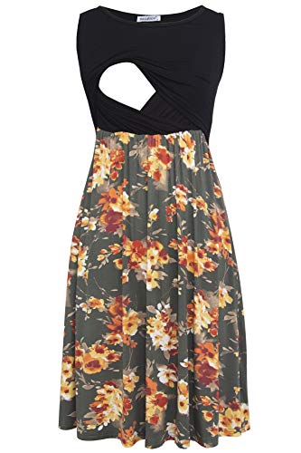 Image of Smallshow Women's Sleeveless Nursing Dresses Patchwork Maternity Breastfeeding Dress