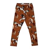 Walkiddy Leggings aus Bio-Baumwolle (92) - Joyful Horses Braun - Nachhaltige, ökologische und Faire Produktion in Europa - GOTS-Zertifiziert