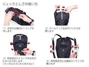 【未使用】リンプロ トラベルサドルバッグ 14L ブラック トラベルサドルバッグ14L】 リュックに変形 ロールトップ 取付