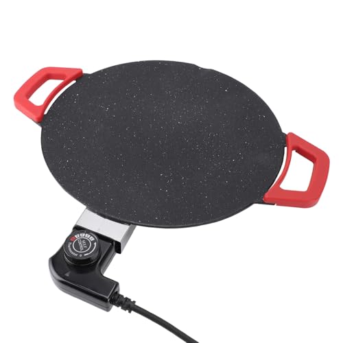 YDuupxe Pan de la Parrilla Sartén Electricidad Sartén de 30 Cm Cubierta Antiadherente de 1200 W de Alimentación con Puerto de Drenaje de Aceite Control de (EU enchufe 220V)