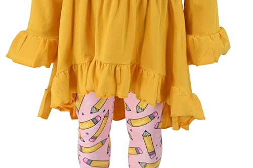 Image of Unique Baby Girls Kids Toddler 3pc Outfit Set Long Sleeve Cotton Blend Tunic Top Leggings and Scarf