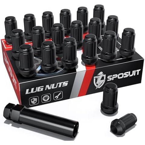 Sposuit M12x1.5 Spline Lug Nuts - Replacement for 2006-2024 Honda Civic, 2003-2024 Accord, 1997-2024 CR-V, 2016-2024 HR-V - Closed End Black Lug Nut with Socket(20 Pcs) Cover