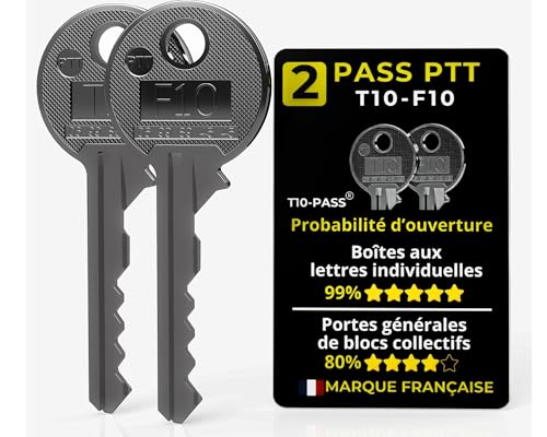 ® T10-PASS : Lot de 2 pass PTT Distincts - T10 & F10 en Acier, Usinage de Précision.Idéal pour Boîtes aux Lettres Individuelles et Collectives, Accès...