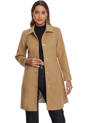 Caban d'hiver trench-coat mi-long kaki XL pour femme élégant Allegra K