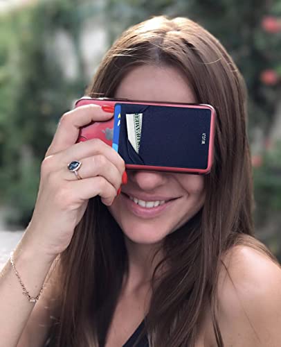 Image of RFID Blocking Phone Card Wallet - Double Secure Pocket - Ultra-Slim Self Adhesive Credit Card Holder Card Sleeves Phone Wallet Sticker All Smartphones (Black Blue)-2PC