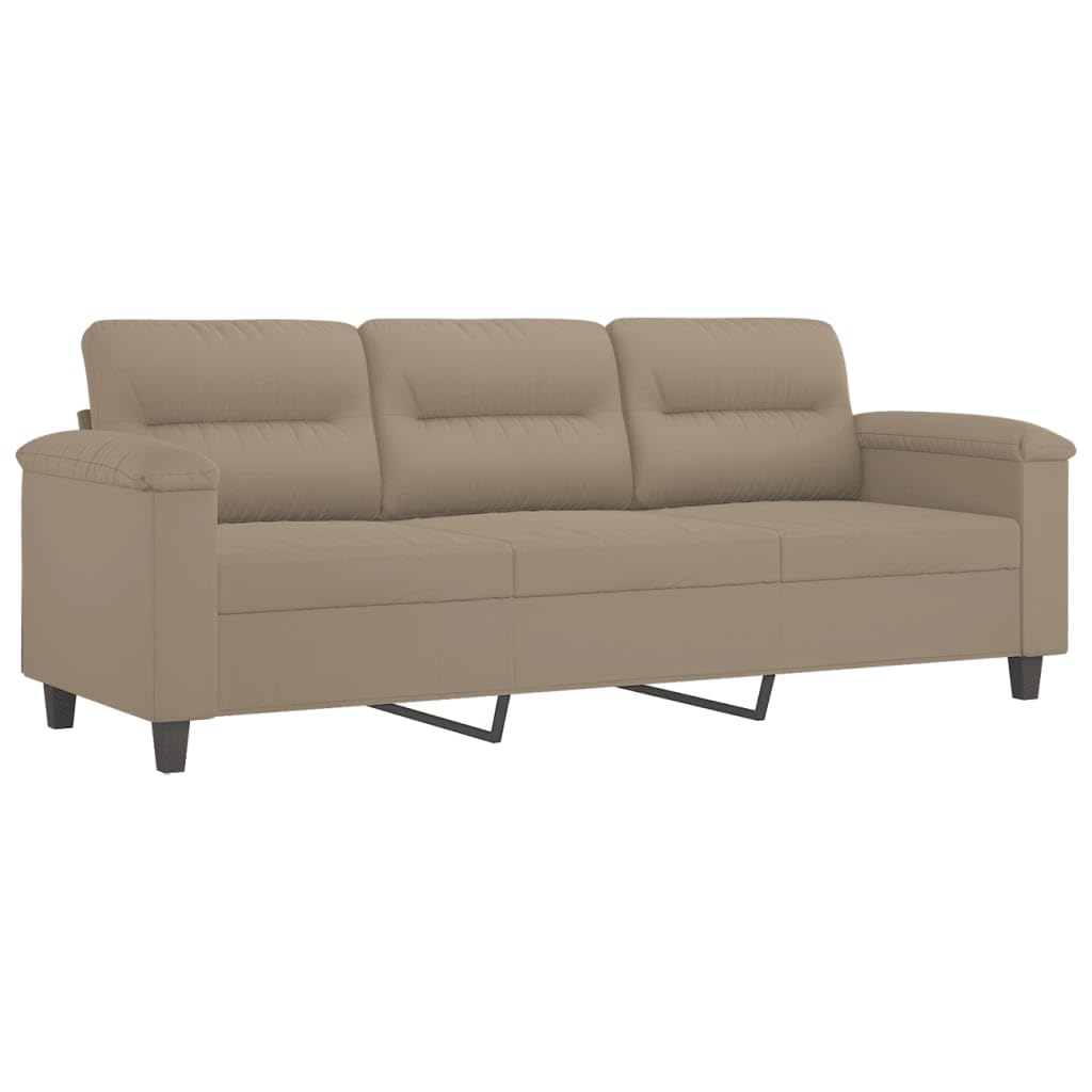 3-osobowa sofa z taboretem, kolor taupe, szerokość siedziska 180 cm, tkanina z mikrofibry, wytrzymały metalowy stelaż, wygodna do salonu