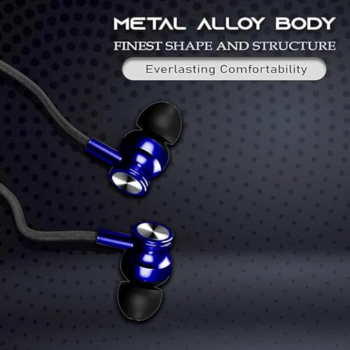 Image of Kratos Tune V4 Blue C Type Earphones Wired, Inline Control Type c Headphones with Mic, Sweat Resistant, Comfort Fit Type c Earphone with Volume Control,Metallic c pin Earphones